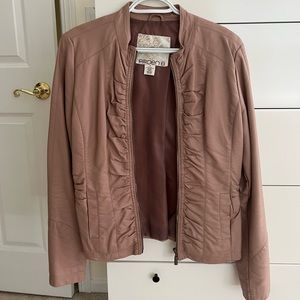 Faux Leather Beige Pink Jacket